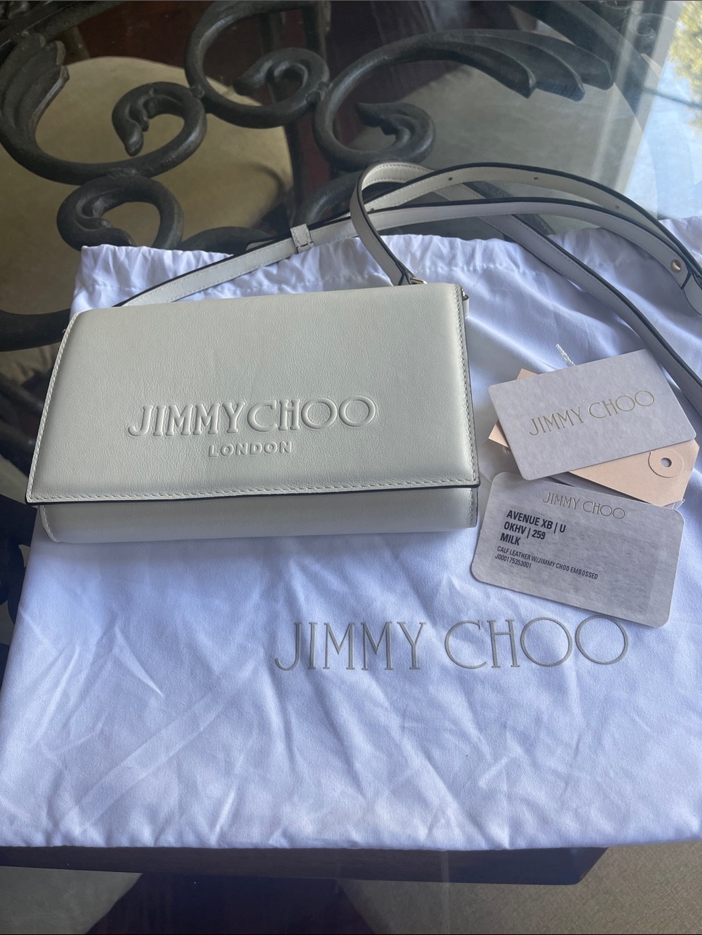 Jimmy Choo Milk White Leather Crossbody Bag